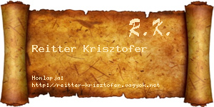 Reitter Krisztofer névjegykártya